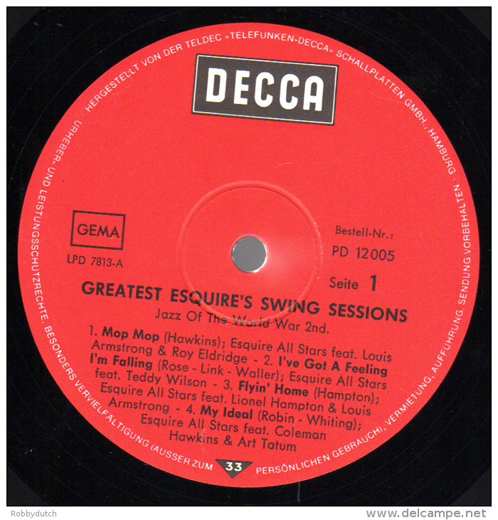 * LP *  GREATEST ESQUIRE'S SWING SESSIONS - VARIOUS ARTISTS - Jazz