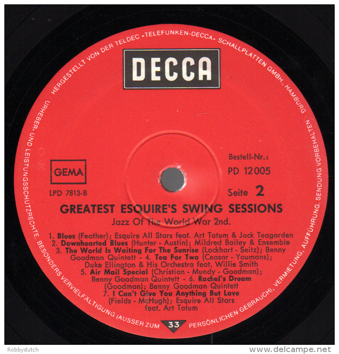 * LP *  GREATEST ESQUIRE'S SWING SESSIONS - VARIOUS ARTISTS - Jazz