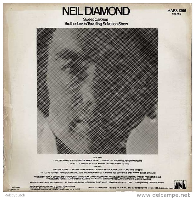 * LP *  NEIL DIAMOND - SWEET CAROLINE ( BROTHER LOVE'S TRAVELLING SALVATION SHOW) (Germany 1973 EX!!!) - Disco, Pop