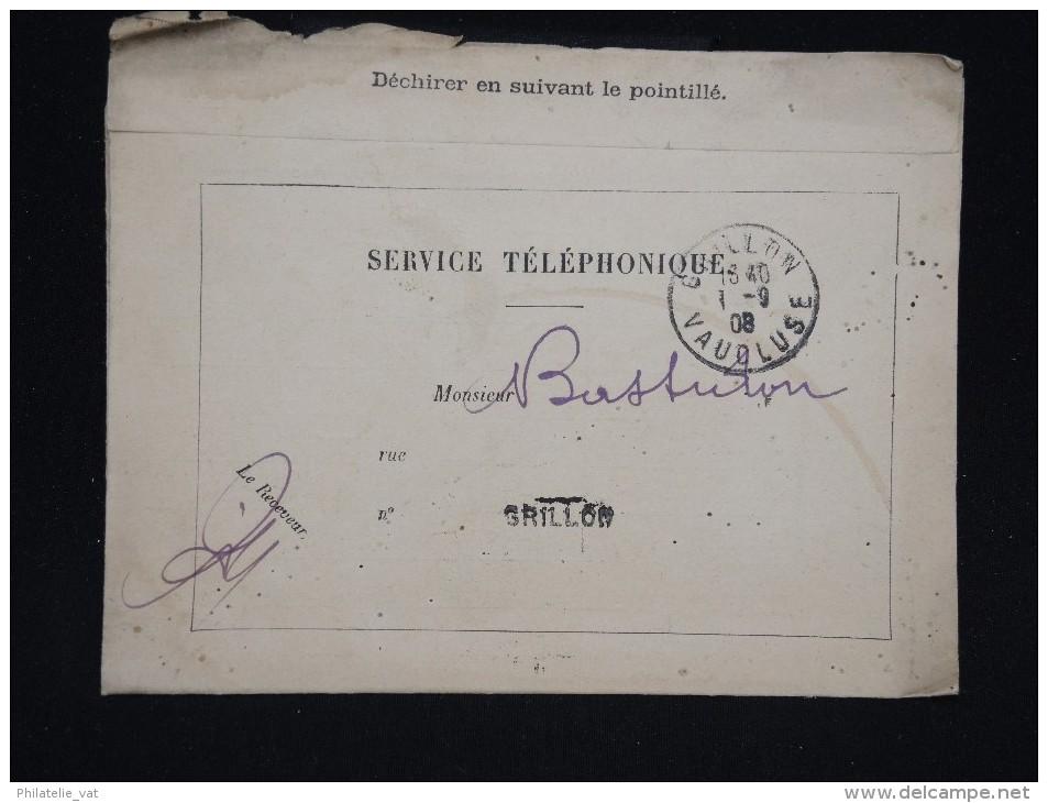 FRANCE - Service Téléphonique - Relevé Des Télécommunications En 1908 - Vaucluse  - à Voir - Lot P9642 - Telegrafi E Telefoni