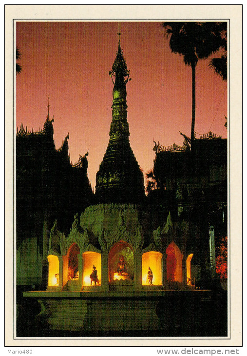 BIRMANIA-RANGOON:   LA  PAGODA CON GLI OTTO BUDDHA         (NUOVA CON DESCRIZIONE DEL SITO SUL RETRO) - Myanmar (Burma)