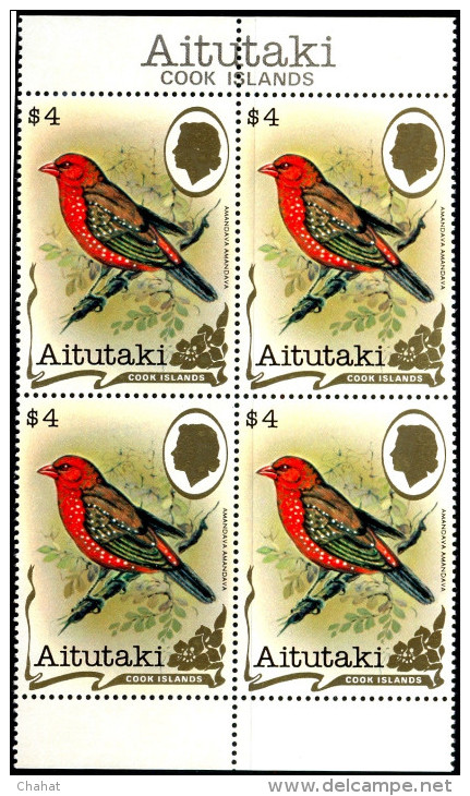 BIRDS-HIGHER 4 VALUES-BLOCKS OF 4-COOK ISLANDS-1982-MNH-A6-16 - Piciformes (pájaros Carpinteros)