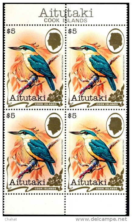 BIRDS-HIGHER 4 VALUES-BLOCKS OF 4-COOK ISLANDS-1982-MNH-A6-16 - Piciformes (pájaros Carpinteros)