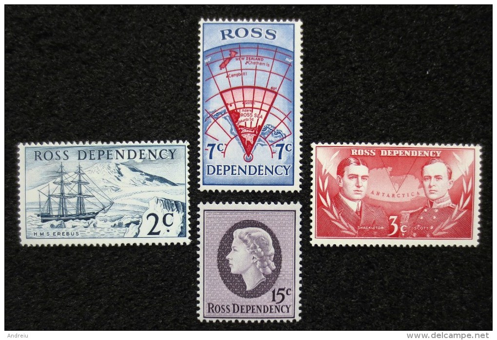 1967 Ross Dependency -  Def. 4v.,maps, Ships, Queen, Explorers, Scott,Yv.4/8 MLH - Ungebraucht