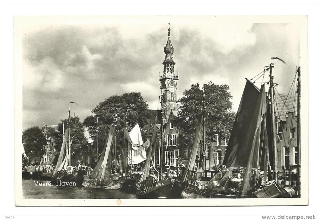 Nederland Briefkaart - Veere - Haven - Kerk - Schip - Ship - Port - Church - Uitg. Rubens - Andere & Zonder Classificatie