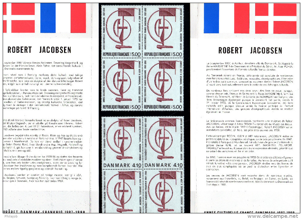 (Prix à La Poste : 5.33 &euro;)Emission Commune De 1988 SOUS BLISTER " FRANCE / RFA : DE GAULLE ". 4 X N°YT 2501 + RFA . - Documents De La Poste