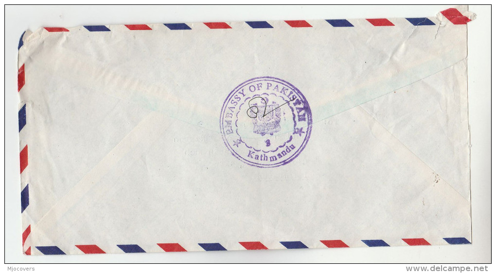 1990 EMBASSY Of PAKISTAN In NEPAL COVER Air Mail Islamabad Stamps - Pakistan