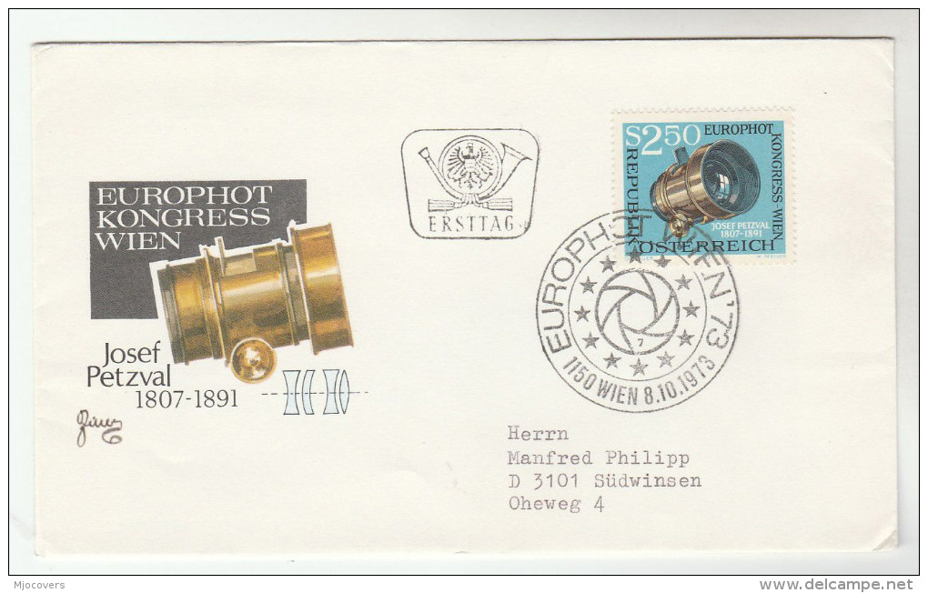 1973 AUSTRIA FDC Joseph Petzval PHOTOGRAPHY LENS Stamps Cover - Photography