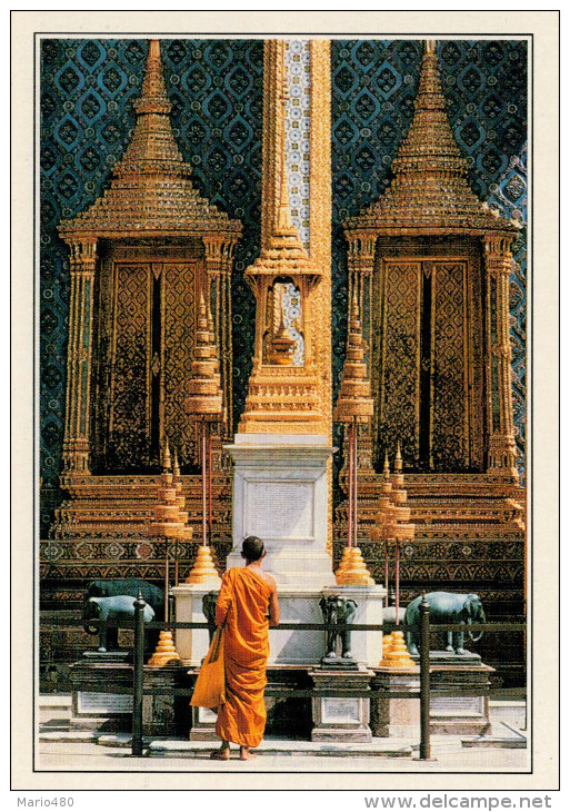 WAT PHRA KEO:  UN  MONACO  DI  SPALLE    (NUOVA CON DESCRIZIONE DEL SITO SUL RETRO) - Tailandia