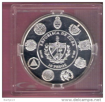 CUBA 10 PESOS 2007 AG PROOF IBERO AMERICA JAVALIN - Mexique