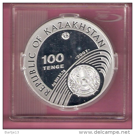 KAZACHSTAN 100 TENGE 2007 AG PROOF OLYMPICS BEIJING PENTATHLON - Kazakhstan