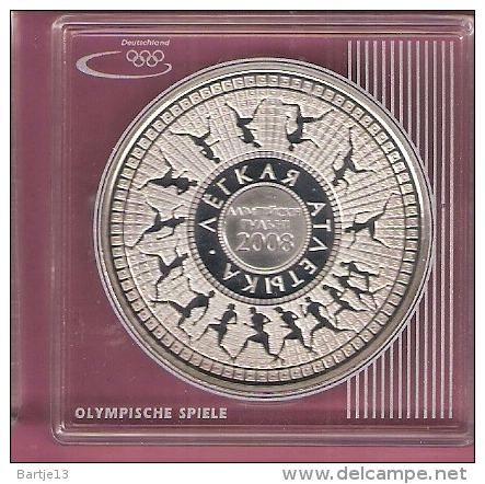 BELARUS WIT RUSLAND 20 RUBEL 2006 AG PROOF OLYMPICS BEIJING RUNNERS IN CIRCLE - Wit-Rusland