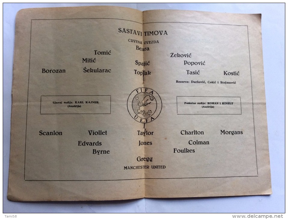 Red Star Belgrade V Manchester United Programme 5th February 1958.  CRVENA ZVEZDA   Vs  MAN. UNITED  FEB 5th*BUSBY BABES - Programmi