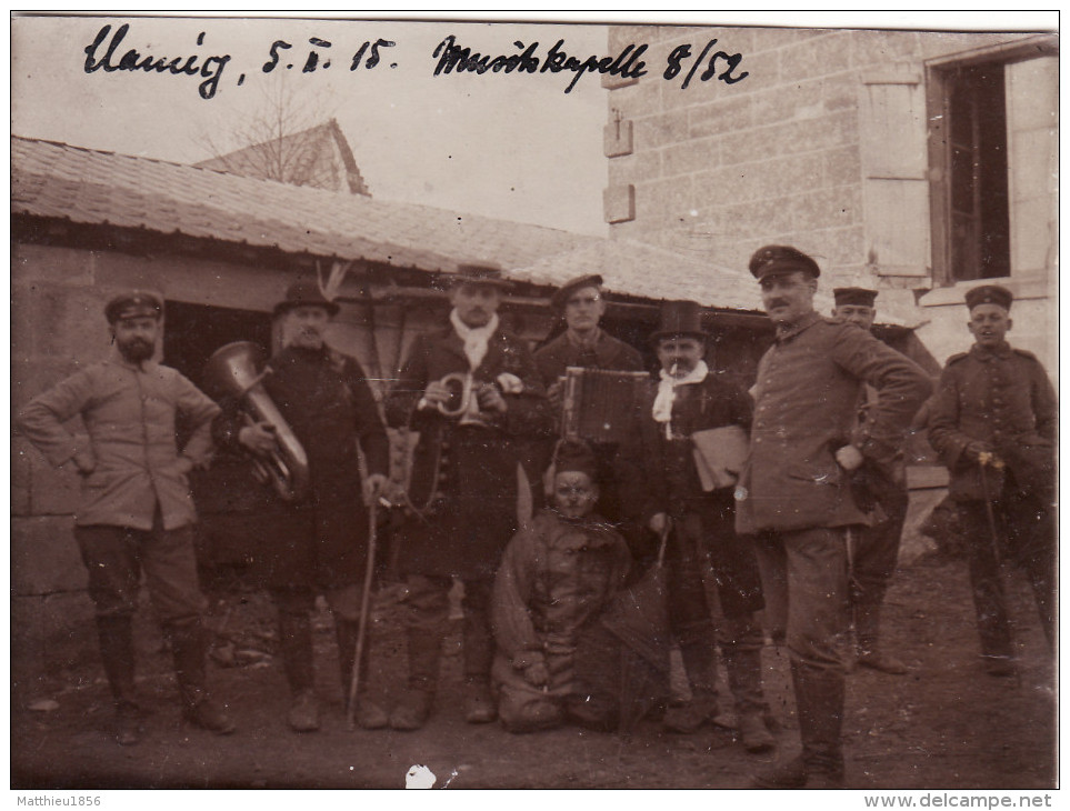 Photo Février 1915 CLAMECY - Soldats Allemands, Une Fanfare Du IR 52 (A118, Ww1, Wk 1) - Other & Unclassified