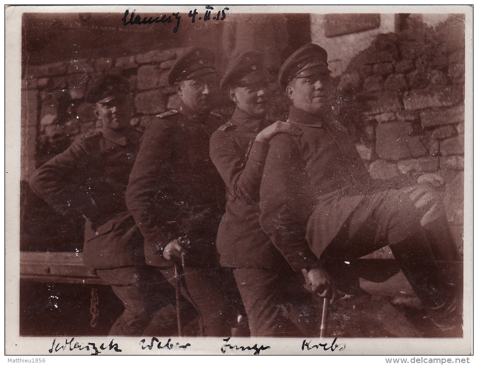 Photo Février 1915 CLAMECY - Officiers Allemands Du IR 52 (A118, Ww1, Wk 1) - War 1914-18