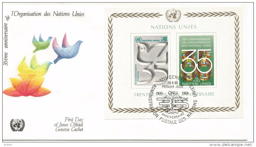 ONU NACIONES UNIDAS GENEVE 1980 35 ANIVERSARIO - Other & Unclassified