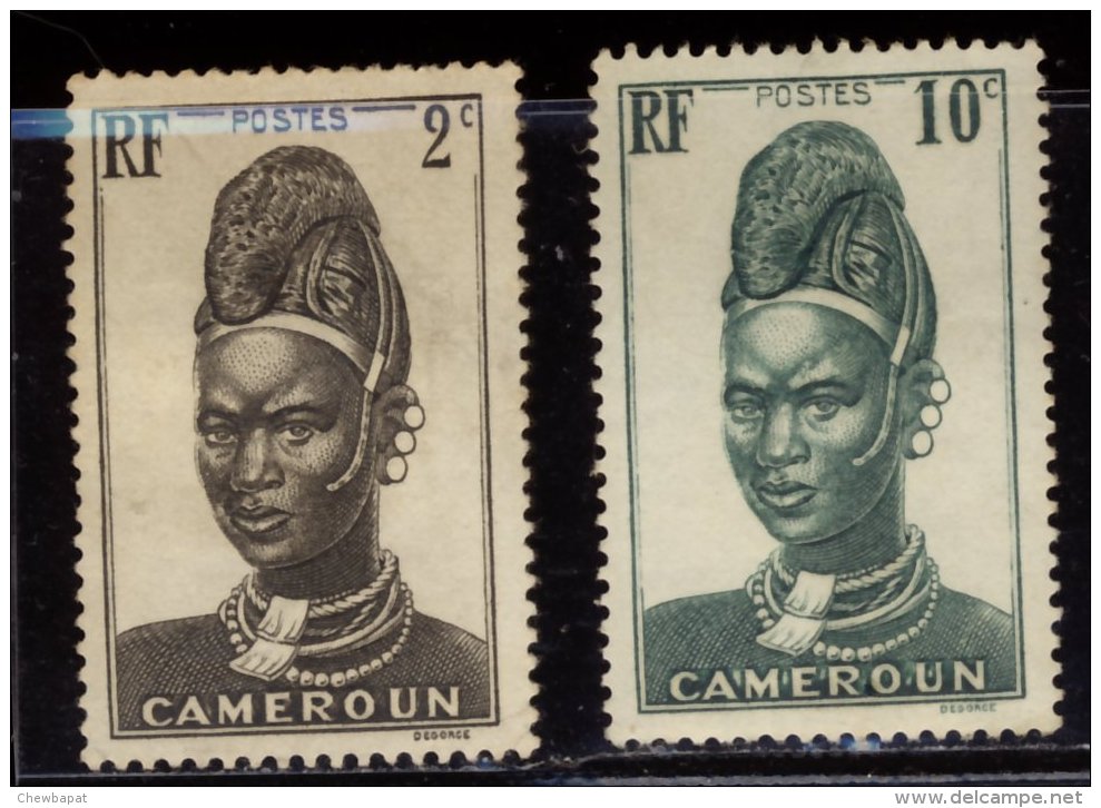 Cameroun - Oblitéré - Charnière Y&T 1939 N° 162 - 166 Femme De Lamido  2c Brun-noir Et 10c Vert - Used Stamps