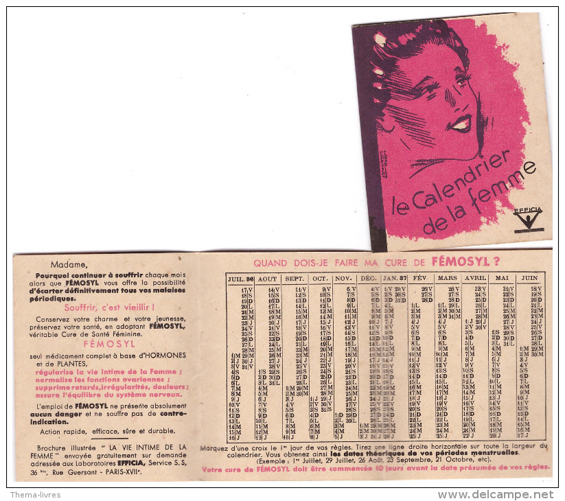 Calendrier De La Femme Efficia 1936 (PPP0570) - Petit Format : 1921-40