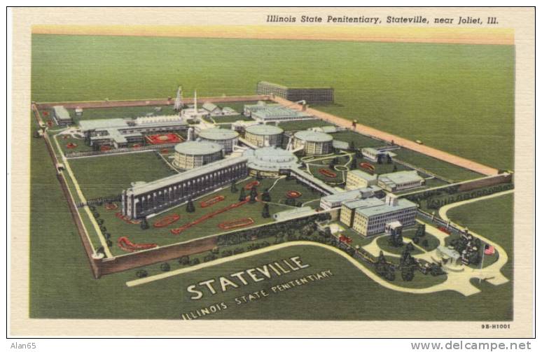 Illinois State Penitentiary Prison, Stateville IL, 1939 Vintage Curteich Linen Postcard - Bagne & Bagnards