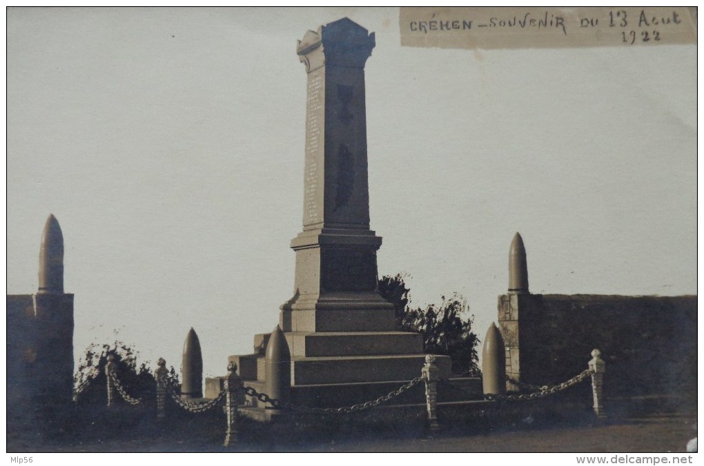 22 CREHEN CARTE PHOTO MONUMENT SOUVENIR DU 12 AOUT 1922 - Créhen