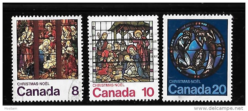 CANADA  1976, USED,#  697-9,  CHRISTMAS NATIVITY  VITREAUX   USED - Oblitérés