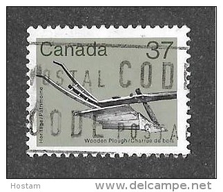 CANADA  1987,  USED # 927,929 & 932, ARTIFACT: WOODEN PLOUGH,  CRADLE &amp; WOOD STOVE USED - Oblitérés