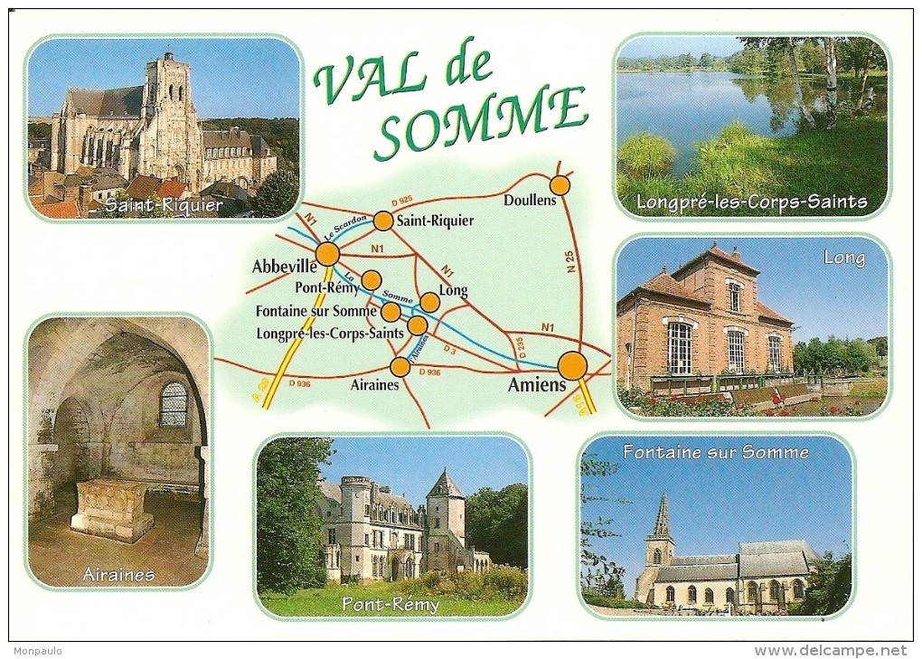 80. CPM. Somme. Val De Somme. Saint-Riquier, Longpré-les-Corps-Saints, Airaines, Long, Pont-Rémy, Fontaine-sur-Somme - Autres & Non Classés