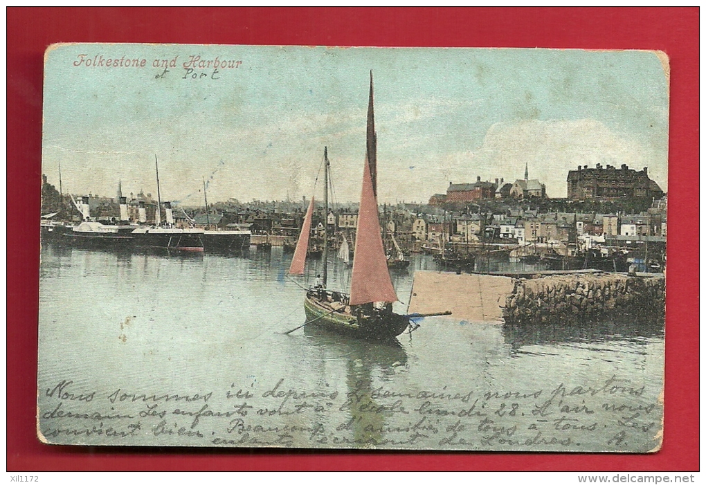 FXE-31  Folkestone And  Harbour.  Sent In 1905 To Switzerland, Stamp Missing - Folkestone