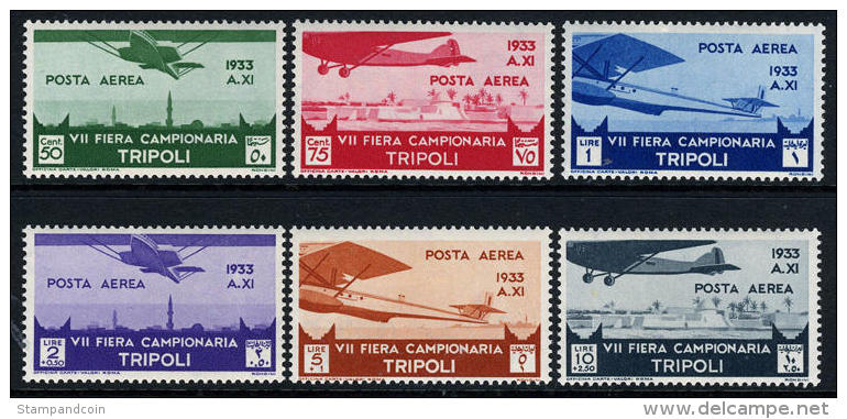 Libya C8-13 Mint Lightly Hinged Airmail Set From 1933 - Libia