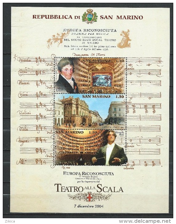 San Marino 2004 Reopening Of La Scala Theatre.MNH - Unused Stamps
