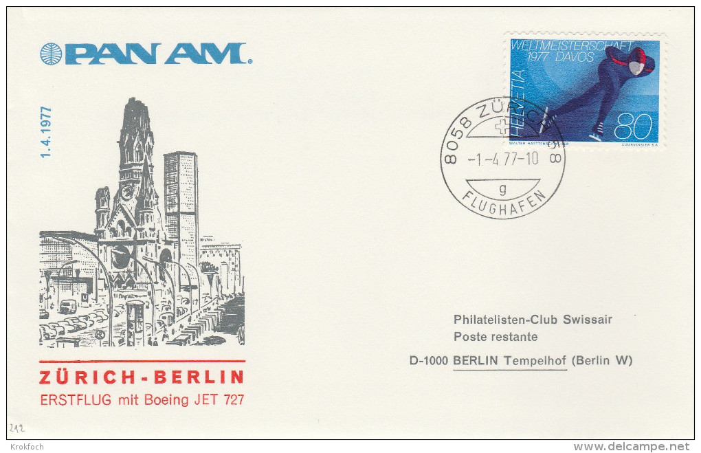 Zurich Berlin 1977 - Erstflug 1er Vol Inaugural Flight PanAm - - First Flight Covers