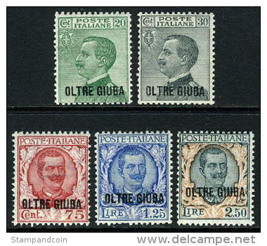 Oltre Giuba #16-20 Mint Hinged Overprinted Set From 1925-26 - Oltre Giuba