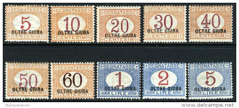 Oltre Giuba J1-10 Mint Hinged Postage Due Issue From 1925 - Oltre Giuba