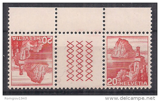 SVIZZERA 1938 INTERSPAZI VEDUTE SASS. S56Y  FRANCOBOLLO 312+312  MNH XF - Tete Beche