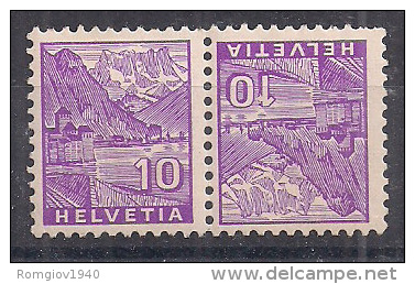 SVIZZERA 1934 VEDUTE TETE-BECHE UNIF. K 29 MNH XF FRANCOBOLLI 273+273 - Tete Beche