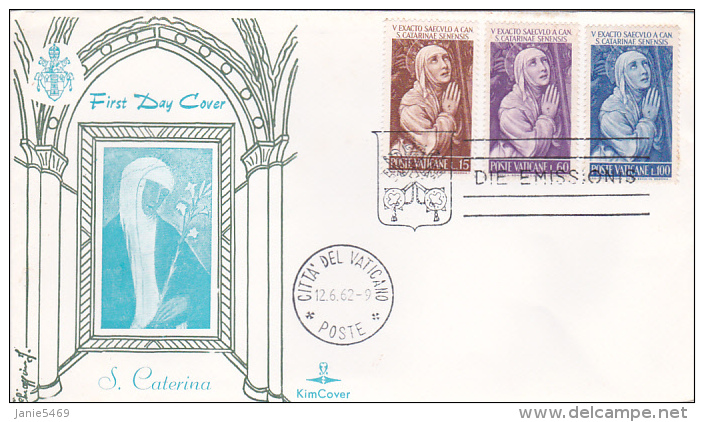 Vatican City 1962 St Catherine Kim Cover - Used Stamps