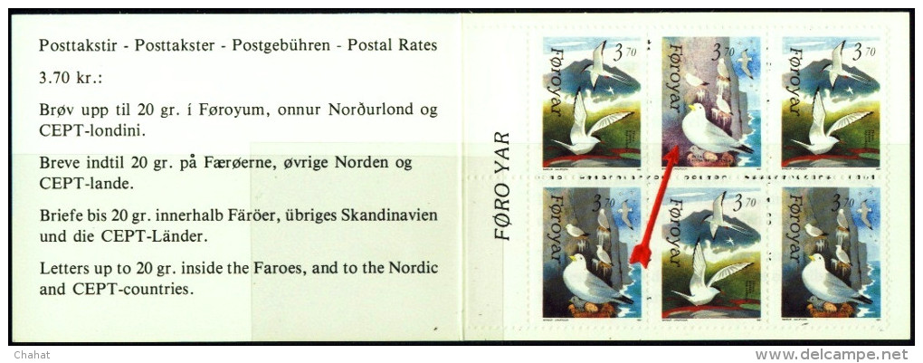 MARINE BIRDS-ARCTIC TERNS & BLACK LEGGED KITTIWAKE-STAMPS BOOKLET-FAROE ISLANDS-MNH-A6-60 - Marine Web-footed Birds