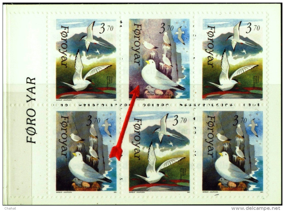 MARINE BIRDS-ARCTIC TERNS & BLACK LEGGED KITTIWAKE-STAMPS BOOKLET-FAROE ISLANDS-MNH-A6-60 - Marine Web-footed Birds