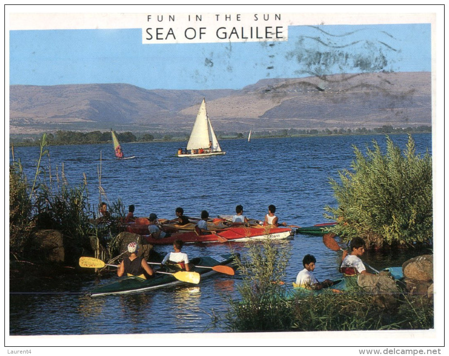 (555) Israel - Sport - Sea Of Galilee Canoe Kayak (with Stamp At Back Of Card) - Aviron