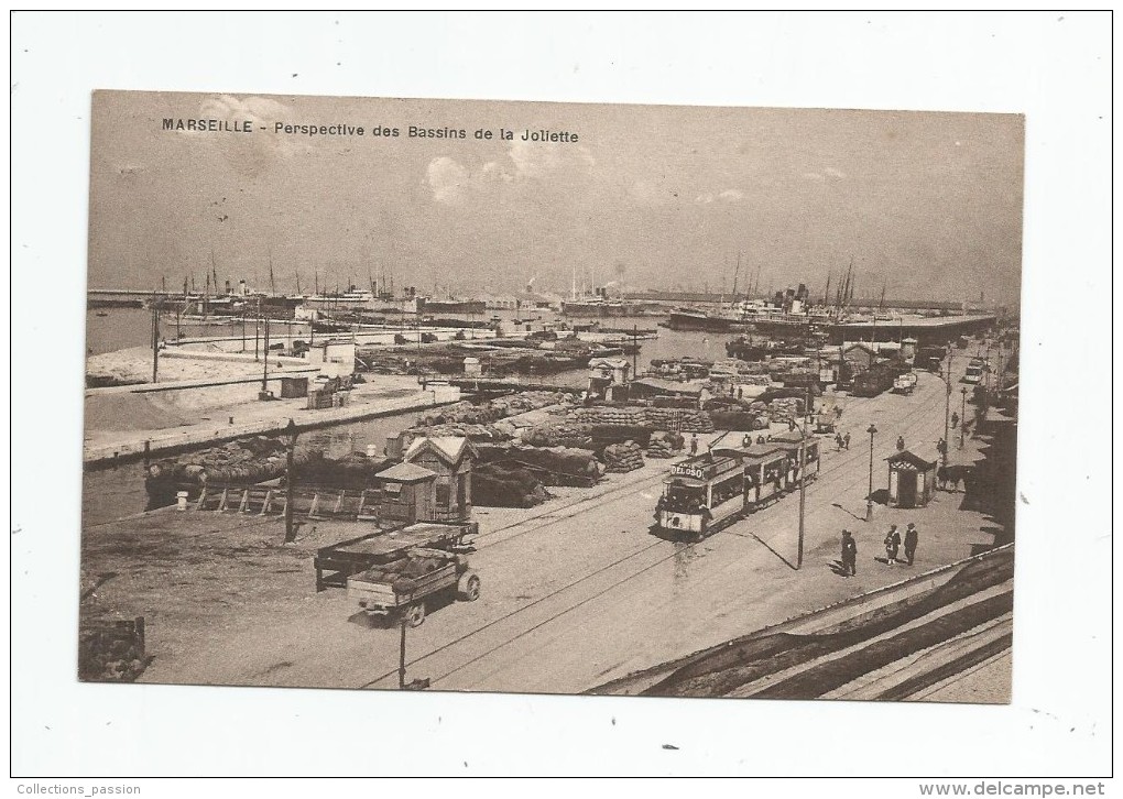Cp , 13 , MARSEILLE , Perspective Des Bassins De La JOLIETTE , Bateaux , Port , Tramway , Camion , Voyagée 1926 - Non Classés