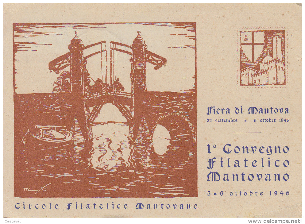 Carte  ITALIE  Fiera  De  MANTOVA  1ére  Conférence  Philatélique   1946 - 1946-60: Marcophilie