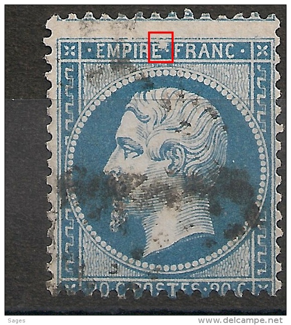 GROSSE TACHE BLANCHE  Entre EMPIRE Et FRANC , Napoléon Dentelé 20C. - 1862 Napoleon III