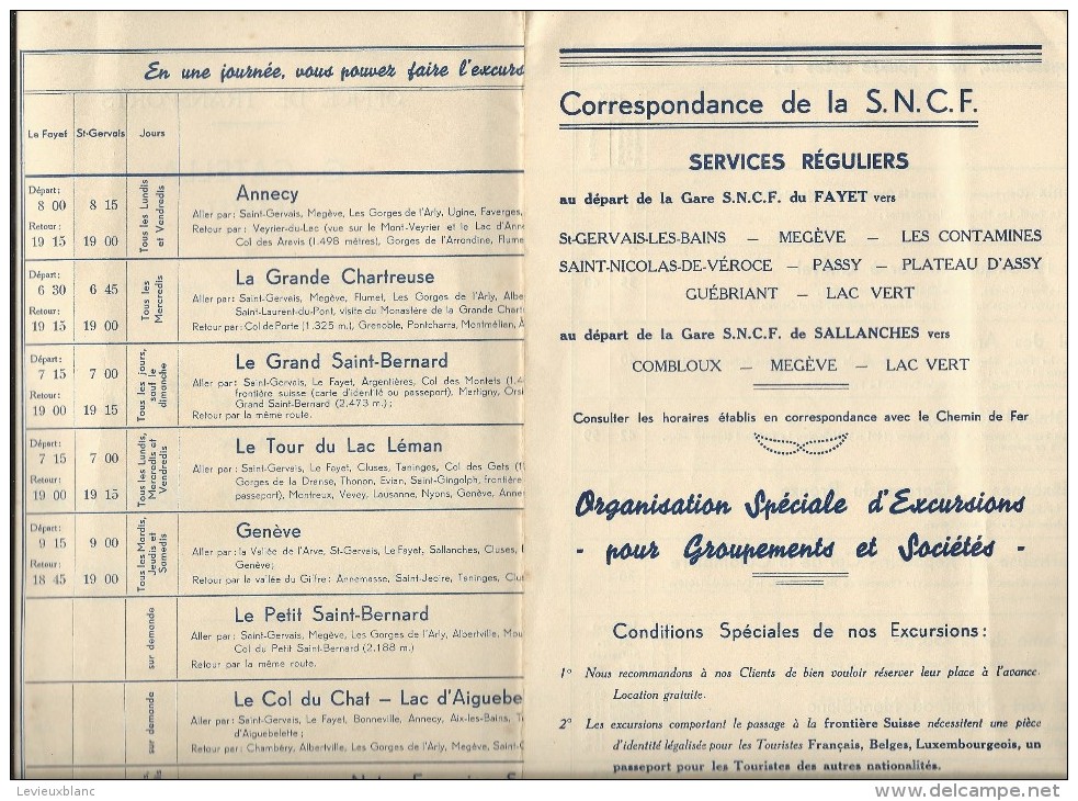 Dépliant Publicitaire/  Transports/Catella/Le Fayet/Excursions En Autocars /Mont Blanc/Chamonix/Vers 1935  PGC93 - Cars
