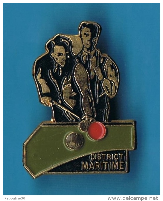 1 PIN´S //  ** F. F. B. ** BILLARD ** DISTRICT MARITIME ** - Billiards