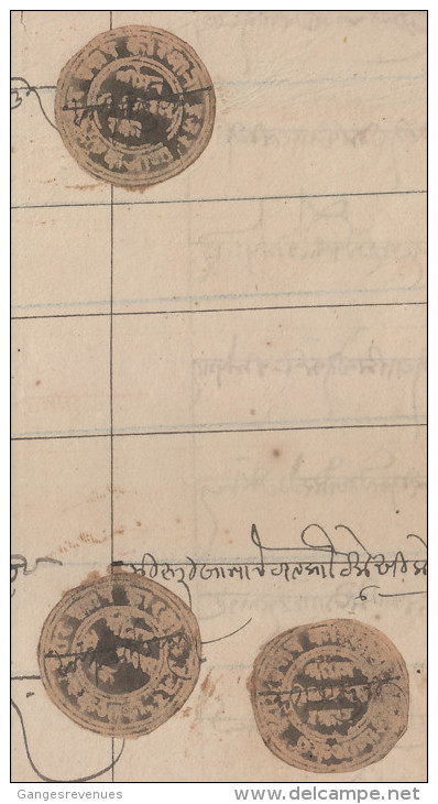 HOLKAR / INDORE State India 1A X3 Revenue  Type 37 K&M 373 On Document # 86468 Inde Indien Fiscal Revenue - Holkar