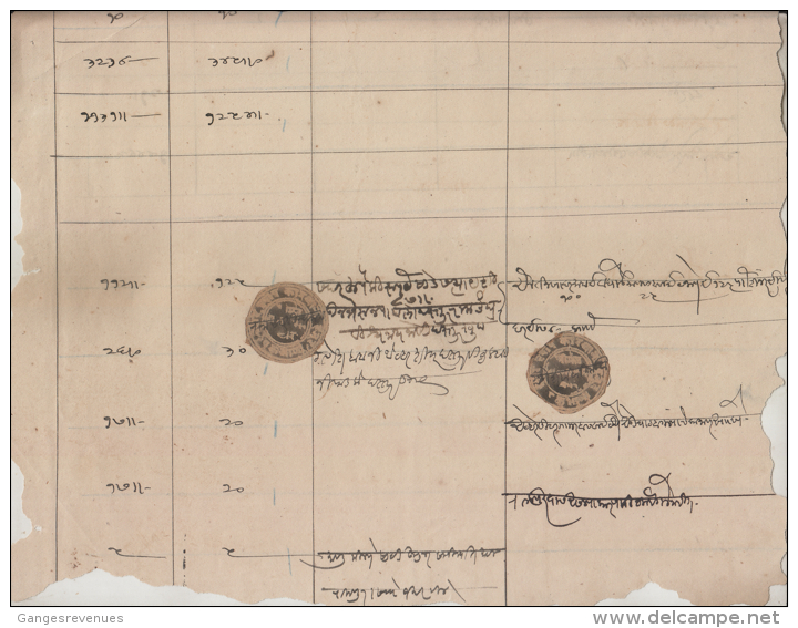 HOLKAR / INDORE State India 1A X2 Revenue  Type 37 K&M 373 On Document # 86467 Inde Indien Fiscal Revenue - Holkar