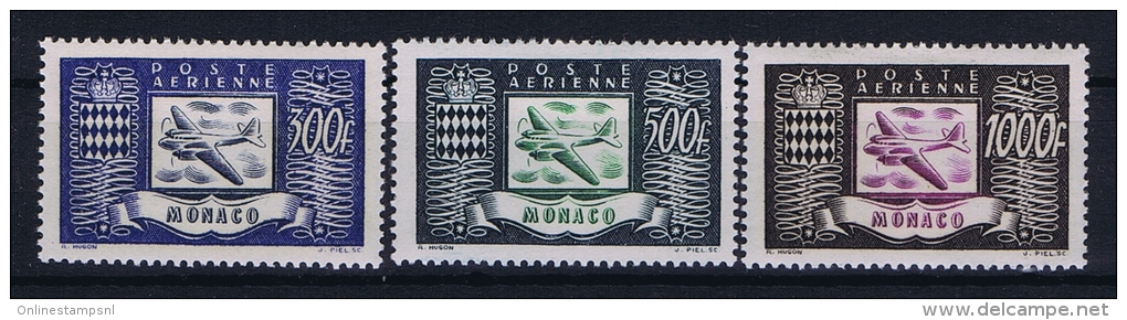 MONACO: Mi Nr 394 - 396 AE MH/* Avec  Charnière   1949 - Airmail