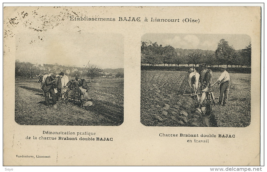 Pub Charrue Brabant Double Bajac Fabricant A Liancourt Oise Attelage Boeuf Et Chevaux - Tractors