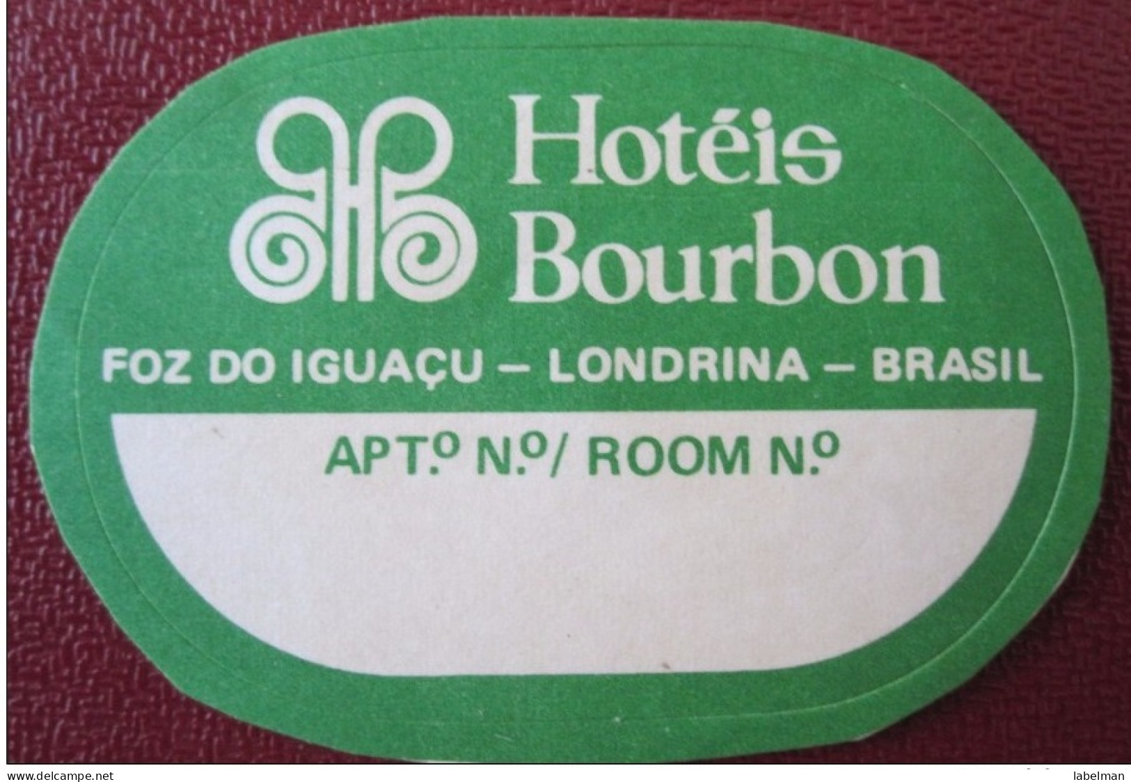 HOTEL MOTEL POUSADA INN BOURBON LONDRINA BRAZIL BRASIL MINI LUGGAGE LABEL ETIQUETTE KOFFER AUFKLEBER DECAL STICKER - Hotel Labels