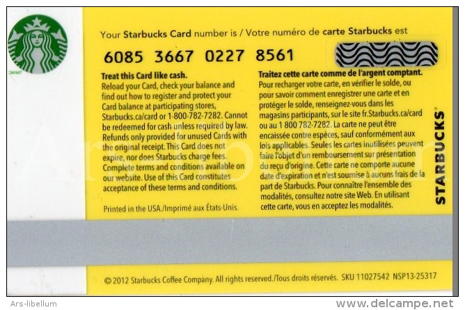 Starbucks Card / Starbucks Gift Card | Starbucks Coffee Company / Starbucks Coffee / 2012 - Cartes Cadeaux